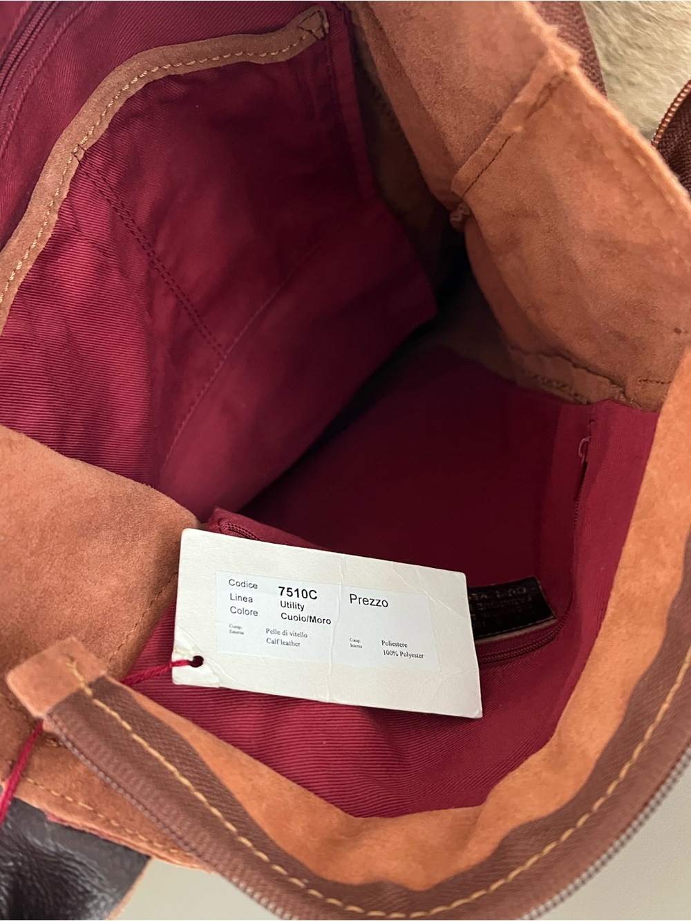 NICOLI Rust Suede Leather Tote Bag Made in Italy - Picture 12 of 13